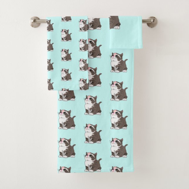 Little Kitten Bath Towels - Your Colours / Text (Insitu)