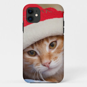 Little Kitten in Red Christmas Hat Case-Mate iPhone Case