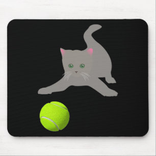 Little Kitten Playing With A Tennis Byll Cat Mouse Pad