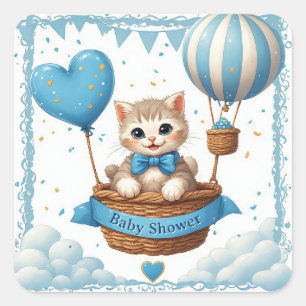 Little Kitten Welcome Baby Card 🐱 Square Sticker
