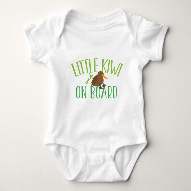 Little kiwi on board (Cute New Zealand maternity) Baby Bodysuit (Front)