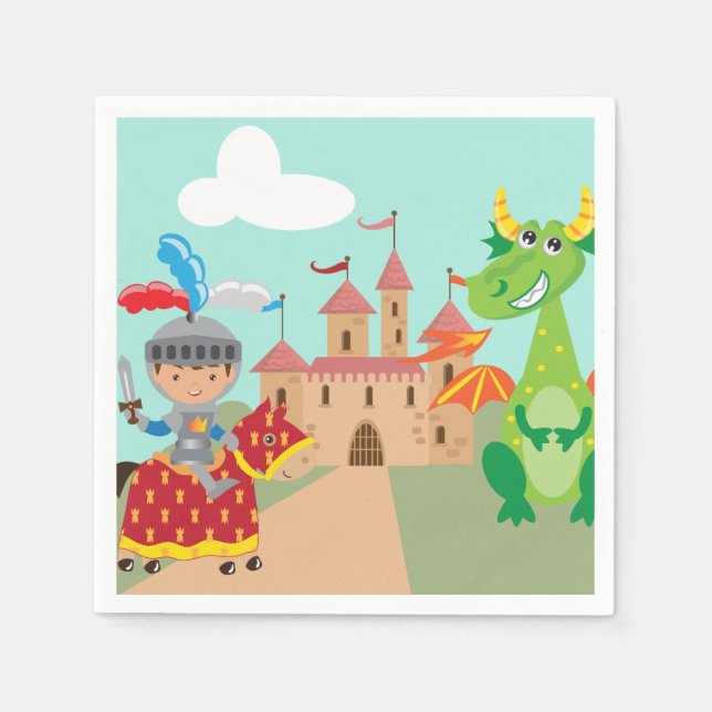 Little Knight Castle and Dragon Napkin (Front)