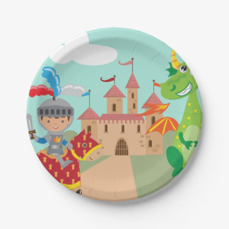 Little Knight Castle and Dragon Paper Plate