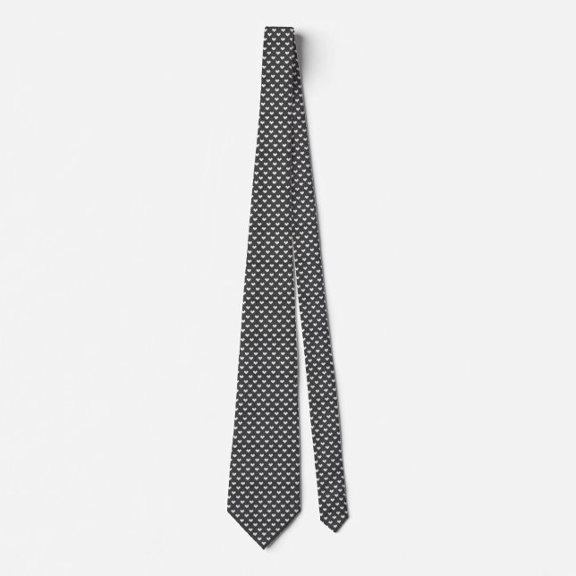 Little Knitted Hearts Pattern on Black Love Tie (Front)