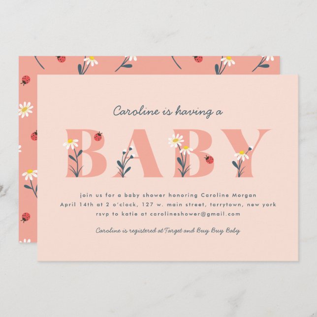 Little Lady Baby Shower Invitation (Front/Back)