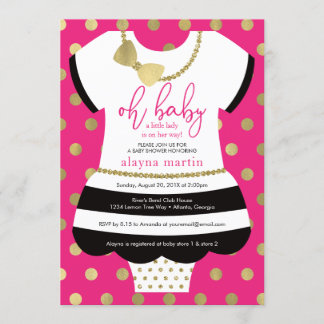Little Lady Baby Shower Invite, Faux Glitter/Foil Invitation