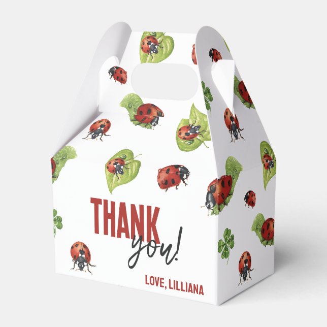 Little Lady Ladybug Birthday Party, Any Age Favour Box (Front Side)