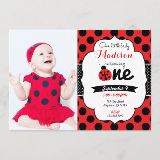 Little lady ladybug First Birthday Invitation