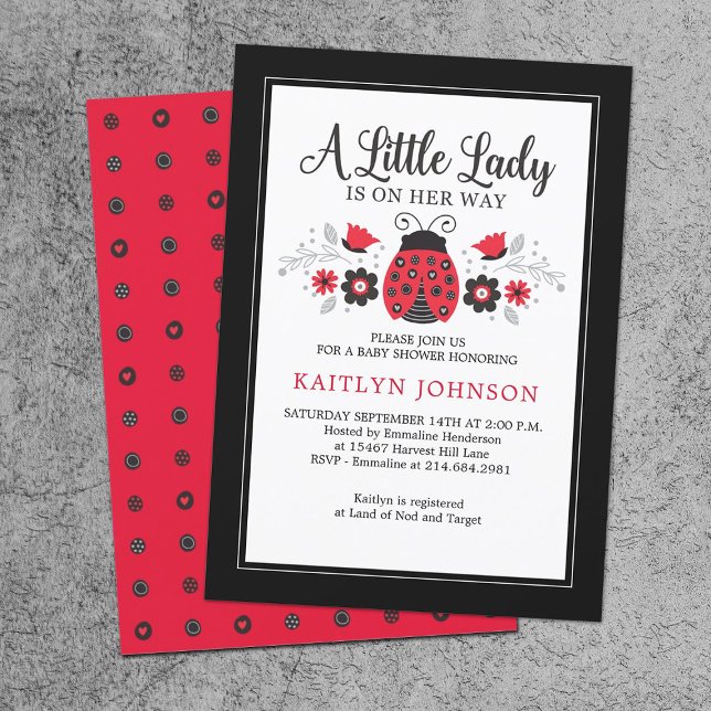 Little Lady Ladybug Girl Baby Shower Invitation (Creator Uploaded)