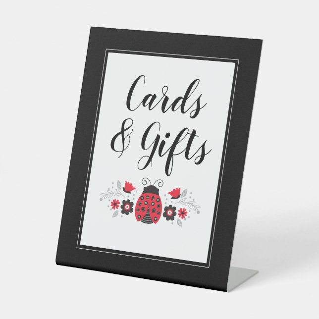 Little Lady Ladybug Girl Baby Shower Pedestal Sign (Front)