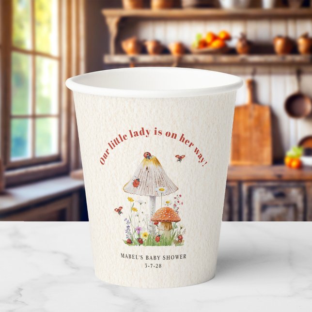 Little Lady Ladybug Mushroom Flowers Baby Shower Paper Cups (Creator Uploaded)