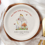 Little Lady Ladybug Mushroom Flowers Baby Shower Paper Plate<br><div class="desc">Nature storybook fairytale page inspired baby shower theme featuring illustration of two mushrooms surrounded by ladybugs and wildflowers.</div>