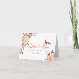 Little Lady Ladybug Roses Baby Shower Thank You Card