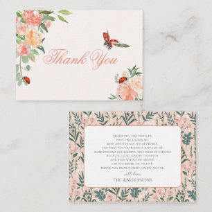 Little Lady Ladybug Roses Baby Shower Thank You Card