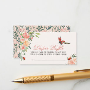 Little Lady Ladybug Roses Diaper Raffle Ticket Enclosure Card