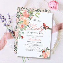 Little Lady Ladybug Roses Girl Baby Shower