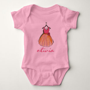 Little Lady Personalised Pink Pretty Party Dress Baby Bodysuit