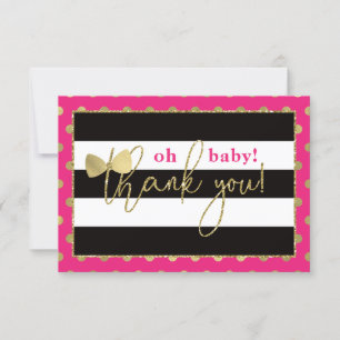 Little Lady Thank You Card, Faux Glittler/Foil Card