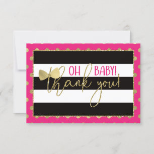 Little Lady Thank You Card, Faux Gold Card