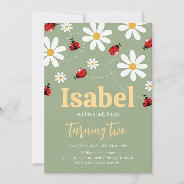 Little Ladybug Birthday Invitation (Front)