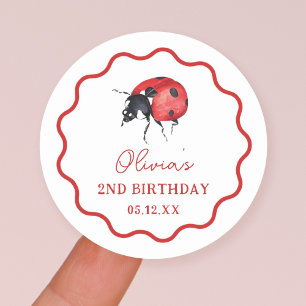Little Ladybug Birthday Party Favours Classic Round Sticker
