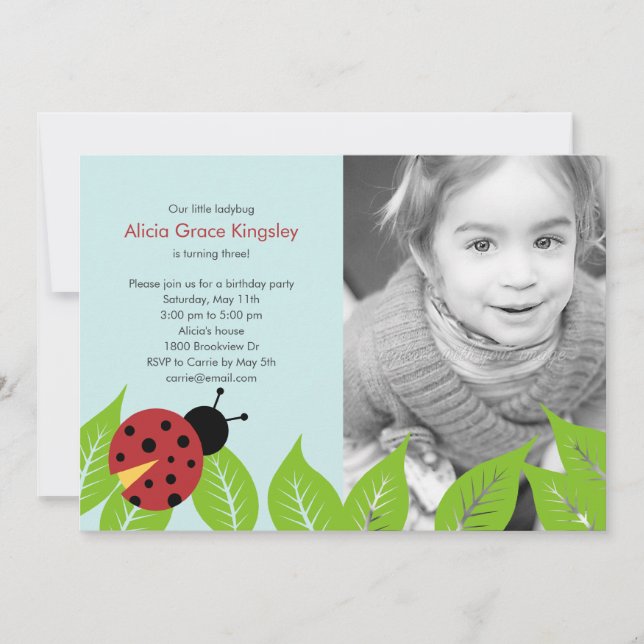 Little Ladybug Birthday Party Photo Invitation (Front)