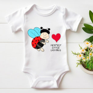 Little ladybug boy with heart baby bodysuit