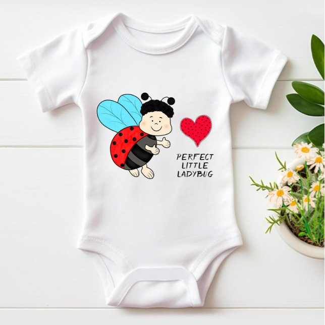Little ladybug boy with heart baby bodysuit (Creator Uploaded)