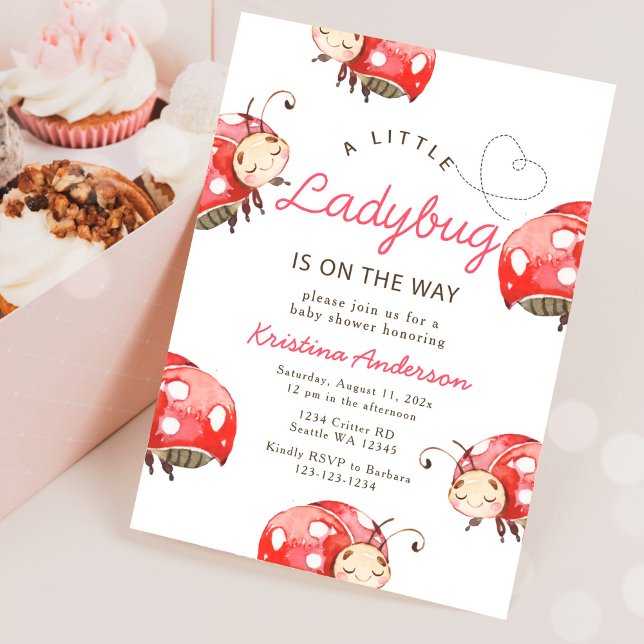 Little Ladybug Girl Baby Shower Invitation (Creator Uploaded)