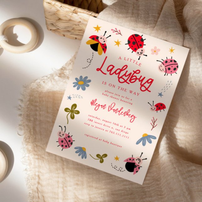 Little Ladybug Girl Baby Shower Invitation (Creator Uploaded)