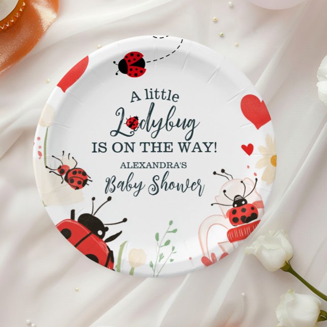 Little Ladybug Girl Baby Shower Paper Plate (Creator Uploaded)