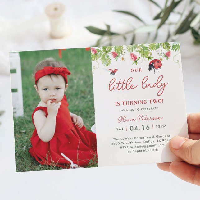 Little Ladybug Girl Birthday Party Photo Invitation (Creator Uploaded)