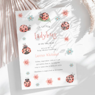 Little Ladybug Is On The Way Girl Baby Shower Invitation