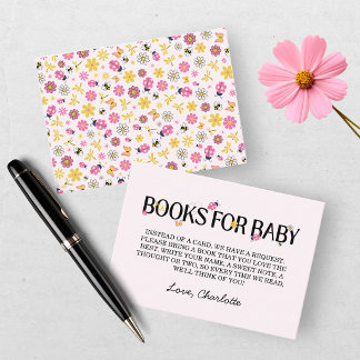Little Ladybug Pink Girl Baby Shower  Enclosure Card