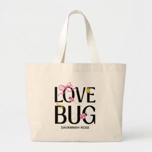 Little Ladybug Pink Girl Baby Shower  Large Tote Bag