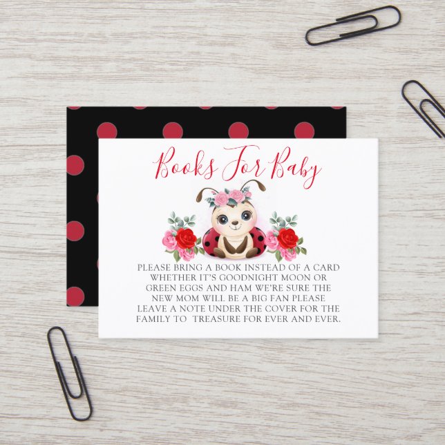 Little Ladybug Red Pink Floral Girl Books For Baby Business Card (Front/Back In Situ)