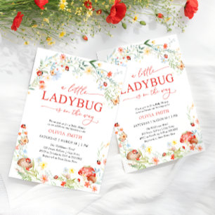 Little Ladybug Wildflower Girl Baby Shower Invitation