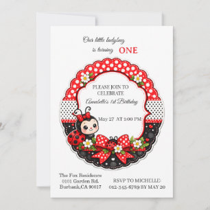 Little Ladybug's 1st Birthday Invitation