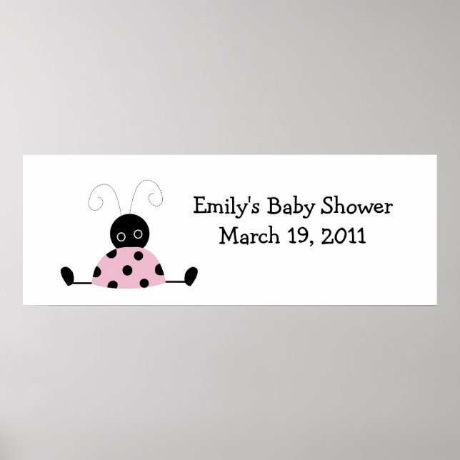 LITTLE LADYBUGS Baby Shower /  Birthday Banner Poster (Front)