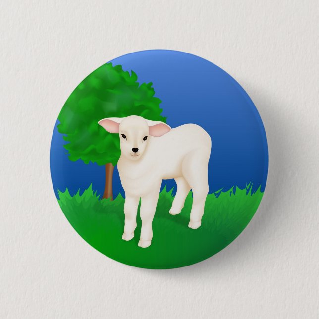 Little Lamb 6 Cm Round Badge (Front)