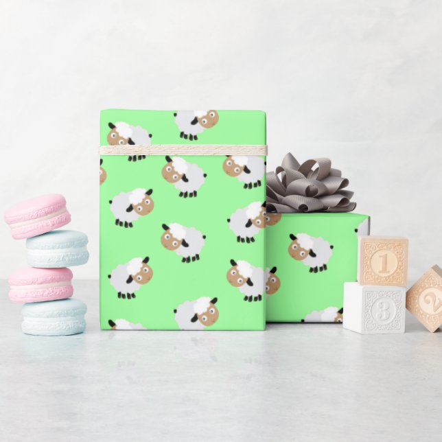 Little Lamb and Mint Wrapping Paper (Baby Shower)