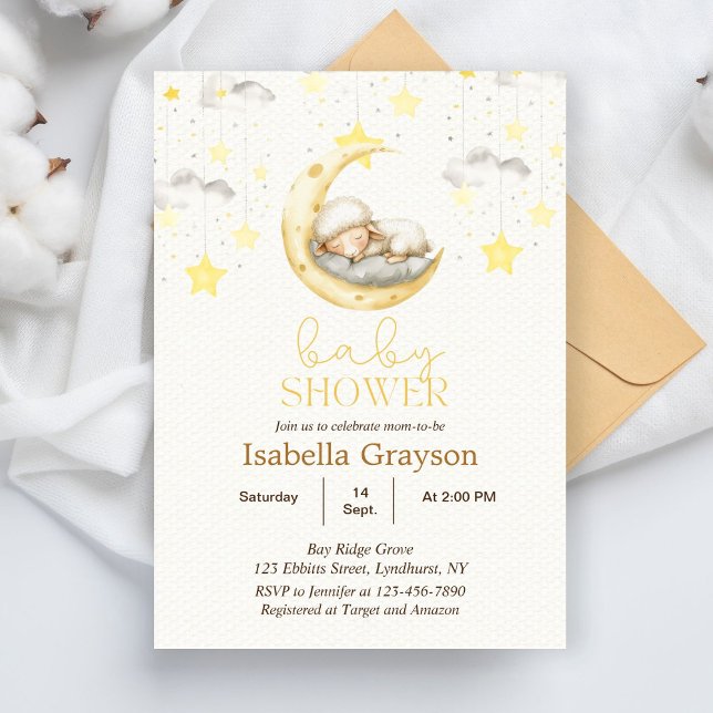 Little Lamb Baby Girl Shower Invitation (Creator Uploaded)