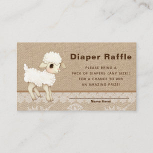 Little Lamb Baby Shower Diaper Raffle Enclosure Card