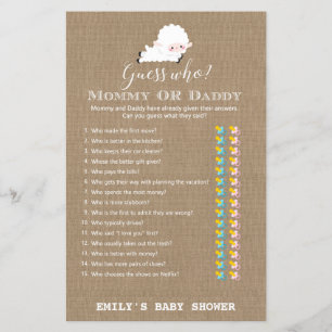 Little Lamb Baby Shower Game PRINTED