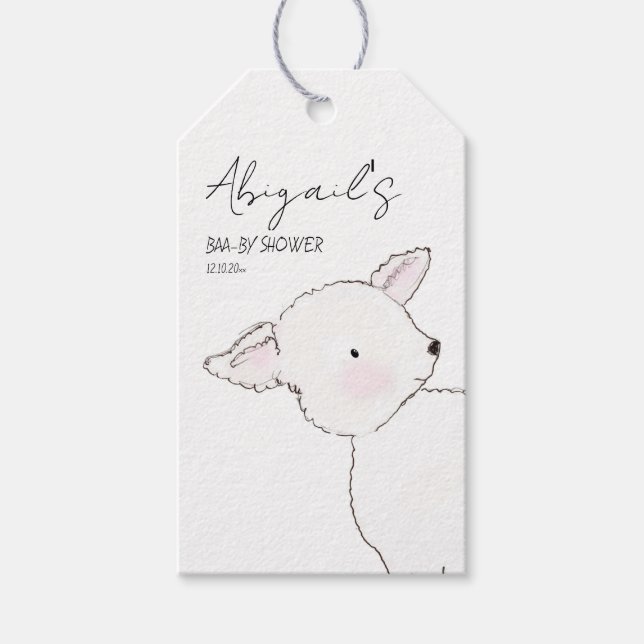 Little Lamb Baby Shower Gift Tags (Front)