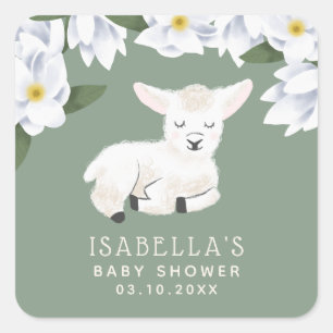 Little Lamb Baby Shower Square Sticker
