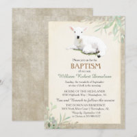 Little Lamb Baptism Gender Neutral Invitation
