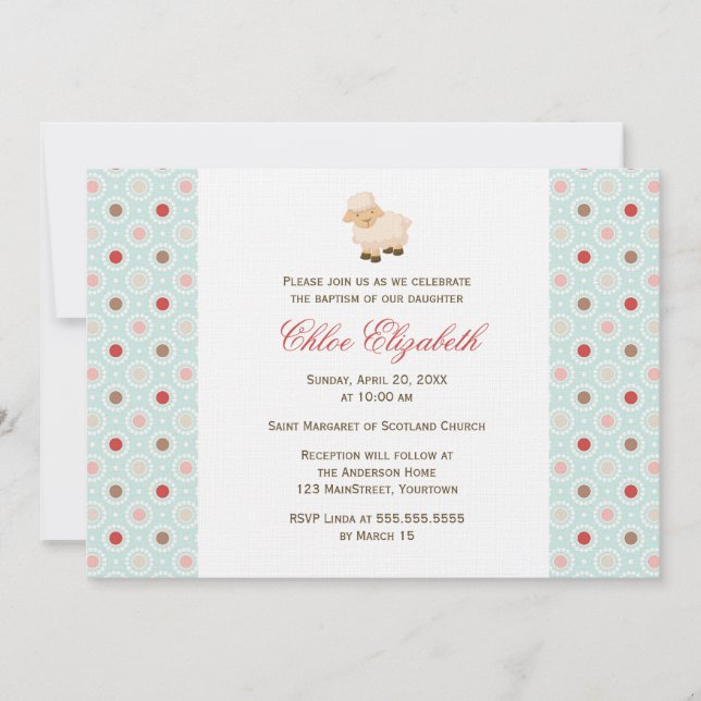 Little Lamb Baptism Invitation (Front)
