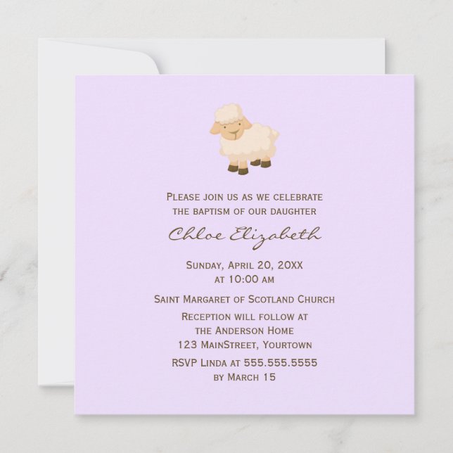 Little Lamb Baptism Invitation (Front)