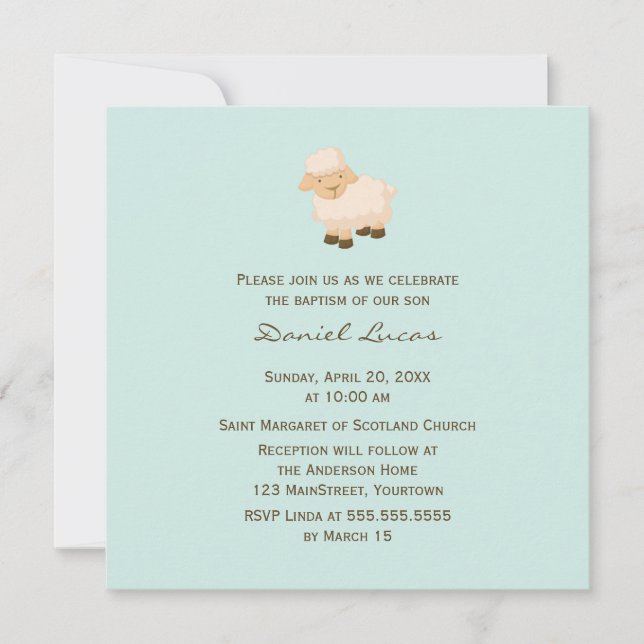 Little Lamb Baptism Invitation (Front)